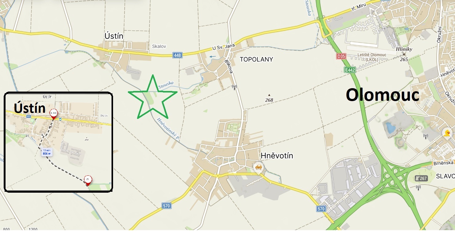 Mapa cesta k areálu Pralesák
